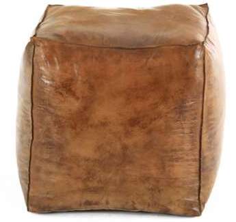 Pouf carré en cuir
