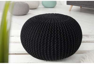 Pouf grosse maille tricoté noir 50 cm
