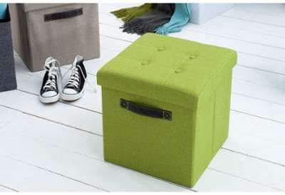 Pouf coffre capitonné vert pliable Dalton 40 cm