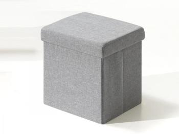 Pouf-coffre pliable MIAMI tissu gris clair