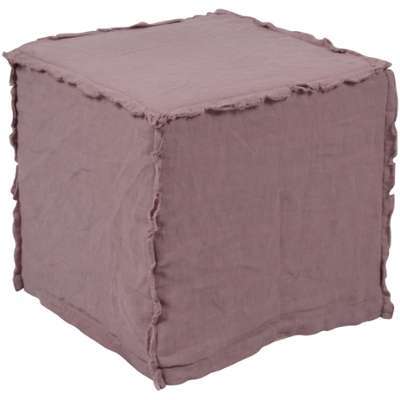 Housse de pouf en lin lavé aubergine (35x35x35cm)