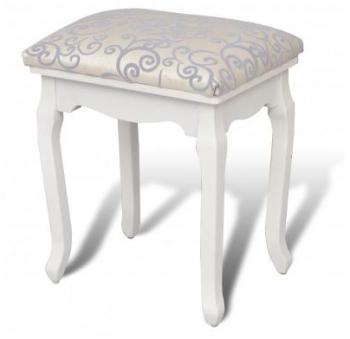 VidaXL Tabouret Pouf pour coiffeuse en bois blanc