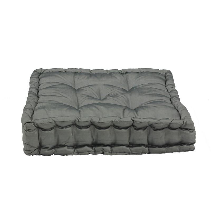 Pouf tapissier WILLIAM taffetas 40x40x8 gris