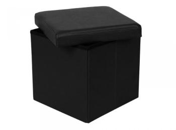Pouf-coffre pliable MIAMI eco-cuir noir