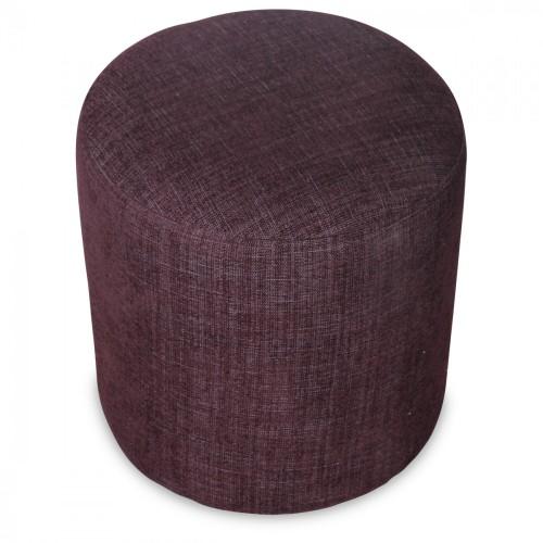 Tabouret Pouf Rond en Toile facon Lin Prune