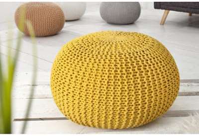 Pouf rond de 50 cm tricoté contemporain coloris ja