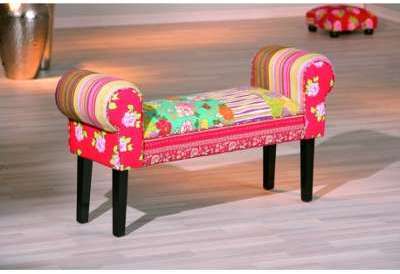 Repose pieds design patchwork banc multicouleur
