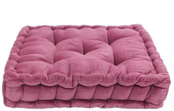 Pouf tapissier ARTHUR (40x40x8cm) Pivoine ? Velour
