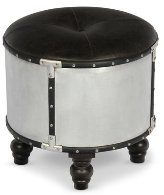 Pouf rond métal et Simili (P.U) Patel Noir