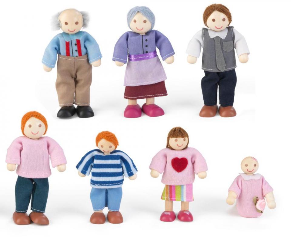 Famille 7 poupées en tissu 12cm