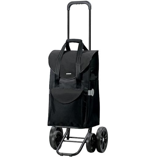 Chariot de Courses noir très stable 4 roues 48l