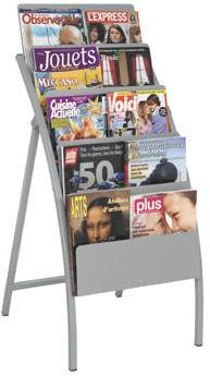 Présentoir Black-Line® 5 cases gris-alu