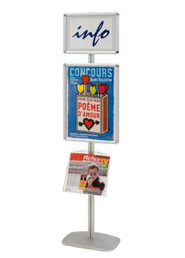 Porte-affiches Cadro-Clic® A3 + A2 + 1 étagère sur