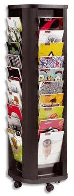 Présentoir de documents caroussel 40 cases noir -