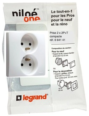 LEGRAND - Prise double 2 x 2P+T compacte Niloé One