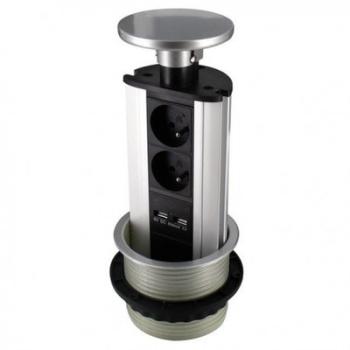 Bloc 2 prises encastrable avec USB diam100