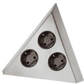 Tres bloc 3 prises d angle (avec terre) - inox brossé Tres bloc 3 prises d angle