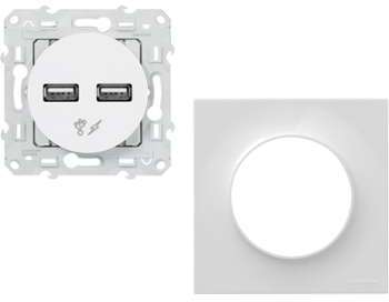 SCHNEIDER ELECTRIC ODACE DOUBLE PRISE USB BLANC PLAQUE SCHNEIDER ELECTRIC ODACE DOUBLE