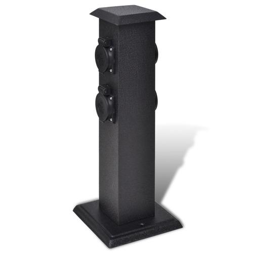 VidaXL Borne jardin électrique 4 prises Noir