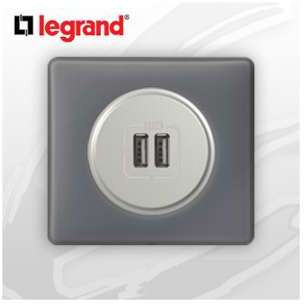 Prise USB Double complete Legrand Celiane Schiste Poudré Prise USB Double complete