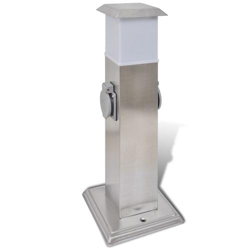 VidaXL Borne jardin électrique 2 prises en acier inoxydable VidaXL Borne jardin électrique