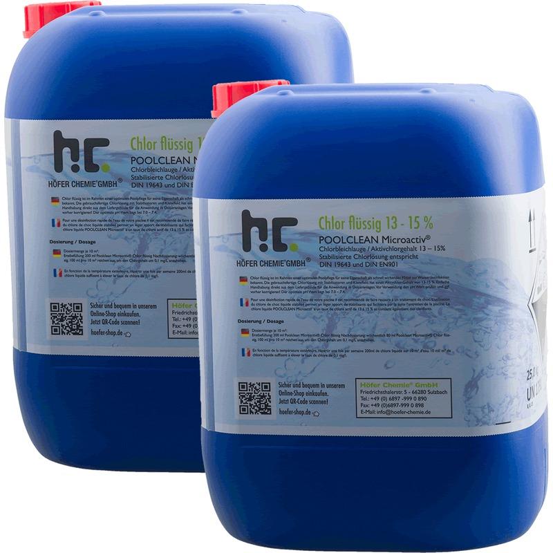 Chlore liquide 48° 4 x 25 kg (80 L) - HöFER CHEMIE