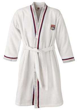 Peignoir Adulte Blanc OL - M OL - Foot Lyon Peignoir Adulte Blanc OL -