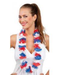 Collier à fleurs Bleu Blanc Rouge Collier à fleurs Bleu Blanc