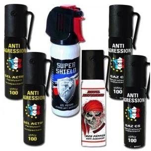 LOT TOUT LACRYMO DE POCHE 6 bombes gaz-gel-poivre LOT TOUT LACRYMO DE POCHE
