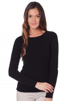 Pull cachemire col rond 4 fils (Noir)
