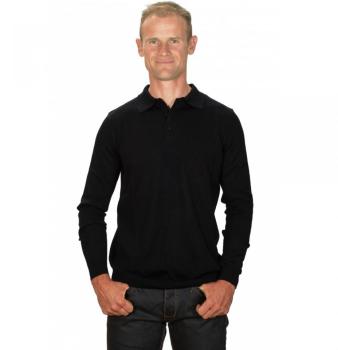 Pull cachemire homme col polo noir