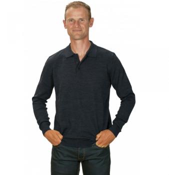 Pull cachemire homme col polo gris anthracite