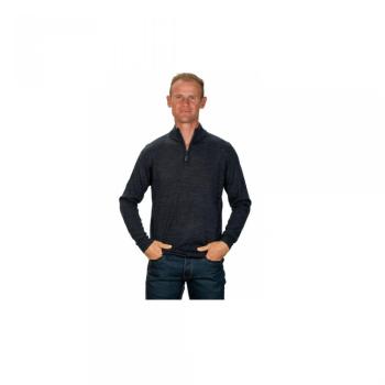 Pull cachemire homme col zippé gris anthracite