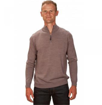 Pull cachemire homme col zippé beige