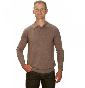 Pull cachemire homme col polo beige