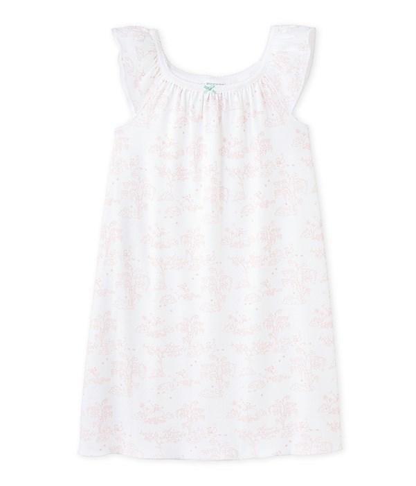 Chemise de nuit fille imprimée Petit Bateau blanc,
