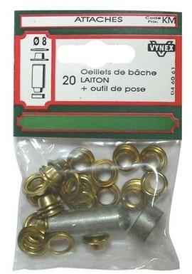 Oeillet bâche + outil - D: 12 mm