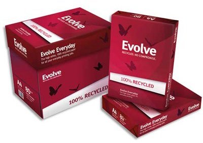 Evolve Everyday. 100 % recyclé. Permet des impress