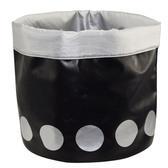 Panier de rangement en tissu effet cuir motif pois