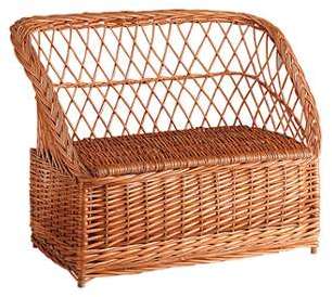 Banc enfant coffre à jouets en osier buff tressé C