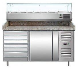 Comptoir à Pizza INOX 1 Porte + 7 Tiroirs Présento