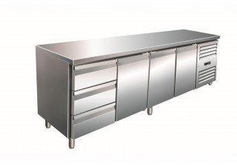 Comptoir Réfrigéré INOX 3 Portes + 3 Tiroirs 2230x