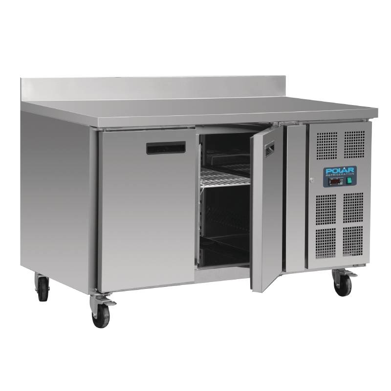 Comptoir Réfrigéré Inox + 2 Portes + Dosseret + Ro