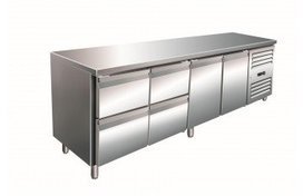 Comptoir Réfrigéré INOX 2 Portes + 2x2 Tiroirs 223