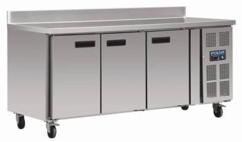 Comptoir Réfrigéré Inox + 3 Portes + Dosseret - 41