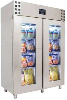 Armoire Positive INOX Double Portes en Verre 1400L