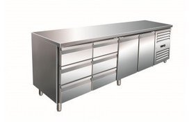 Comptoir Réfrigéré INOX 2 Portes + 2x3 Tiroirs 223