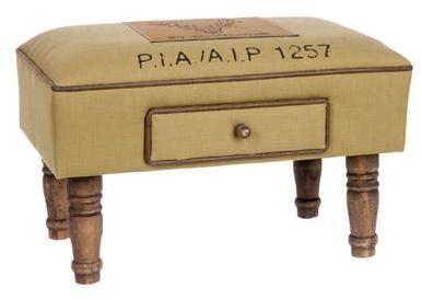 Repose-pieds en bois - tissu motif cerf + tiroir c