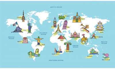 Tableau Voyage World Map 80x55 Declikdeco