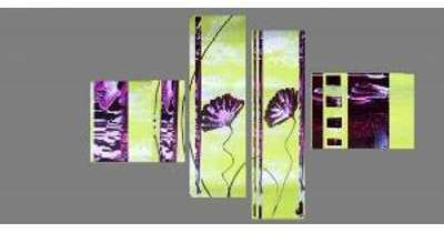 Tableaux design vert anis aubergine Flow